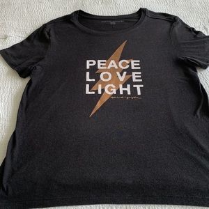 Black Graphic Tee with Peace Love Light Design